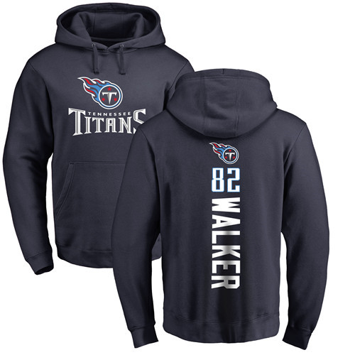 Tennessee Titans Men Navy Blue Delanie Walker Backer NFL Football #82 Pullover Hoodie Sweatshirts->nfl t-shirts->Sports Accessory